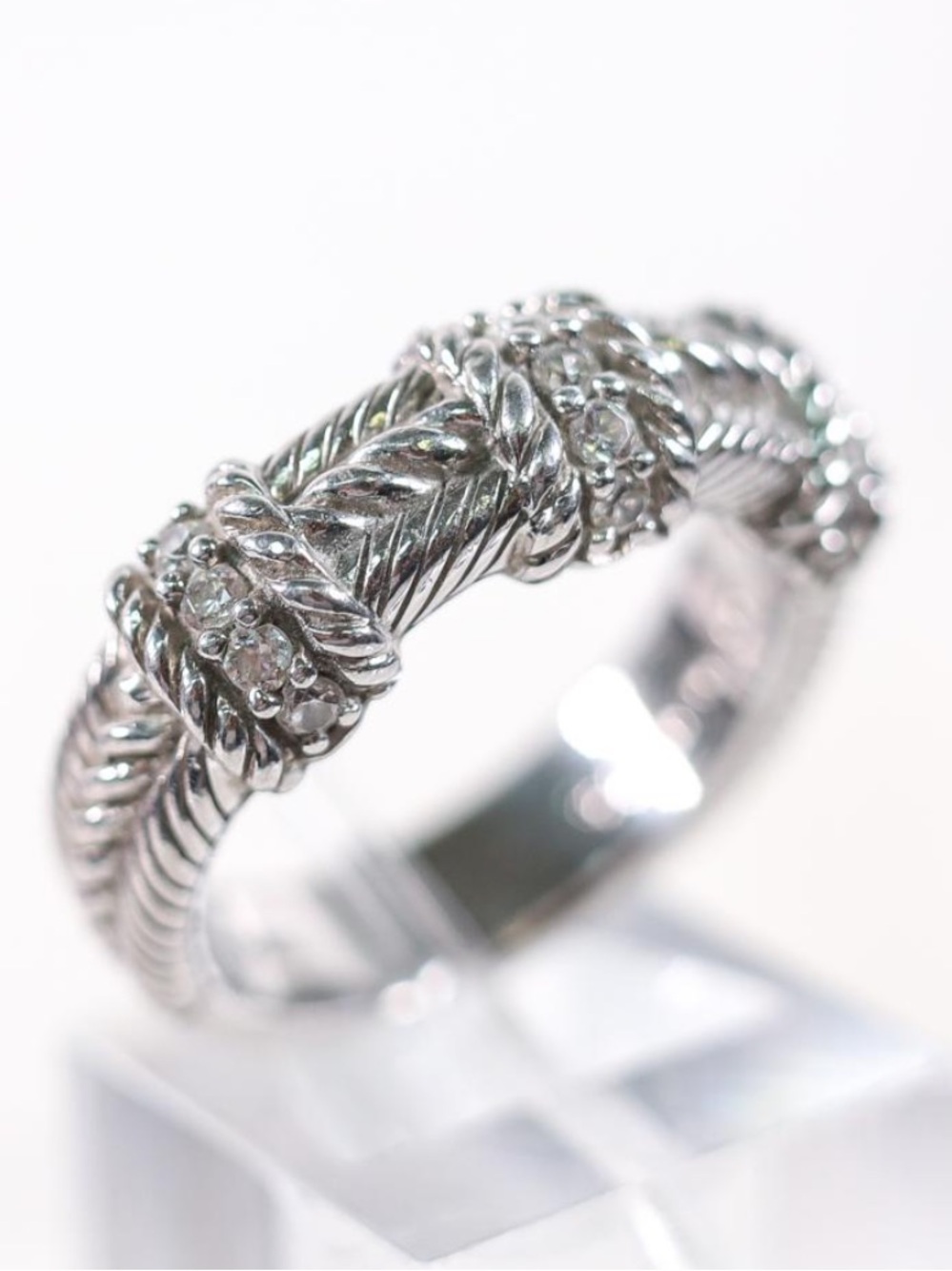 Judith Ripka Silver Braided Floral Band Ring